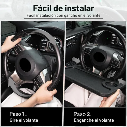 Vista 4 de JUSTTOP Escritorio de Volante de Coche para Laptop, Accesorios Multiusos de Coche para Viajes, Bandejas de Soporte de Asiento de Coche para Comer