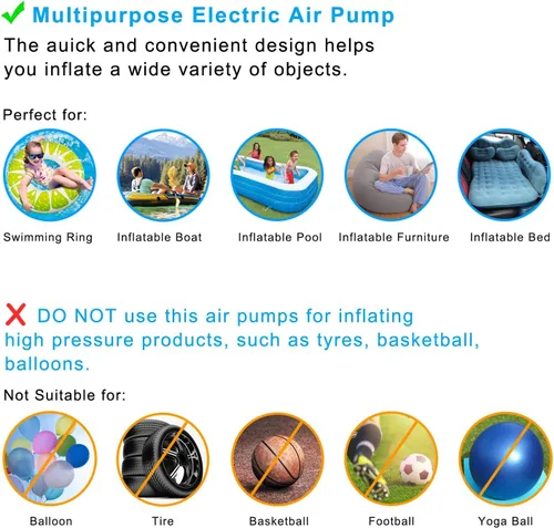 Vista 3 de Newpol Bomba de cama inflable, bomba de aire eléctrica (100 galones/minuto) para camas de colchón de aire, piscinas inflables, anillo de natación