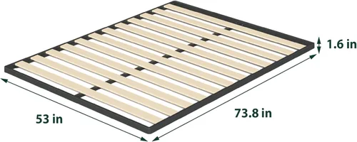 Vista 2 de Zinus Deepak - Base de listones de madera de montaje fácil de 1.6 pulgadas, reemplazo de base para la cama, tamaño matrimonial