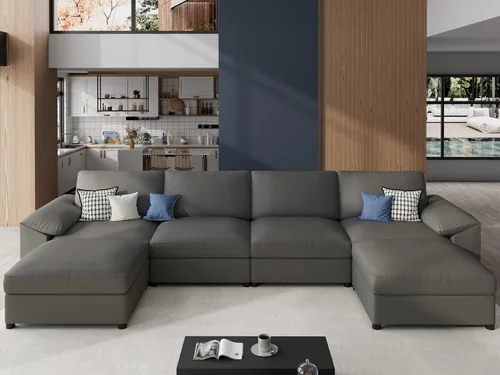 Vista 89 de EASE MOOSE Sofá modular seccional, sofá en forma de U para sala de estar Beige