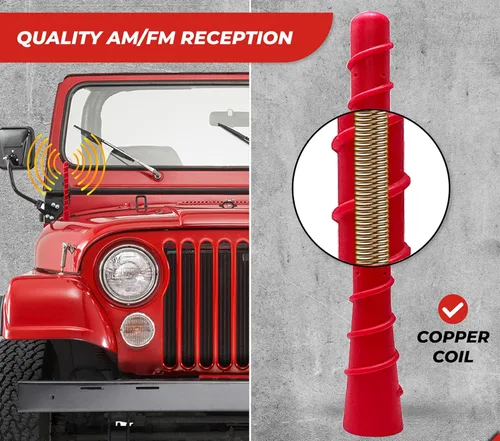 Vista 90 de ICBEAMER 3 inch / 76 mm MINI Mexican Mexico Flag Automotive Antenna with Internal Copper Coil Universal Fit AM/FM Radio Antenna Replacement