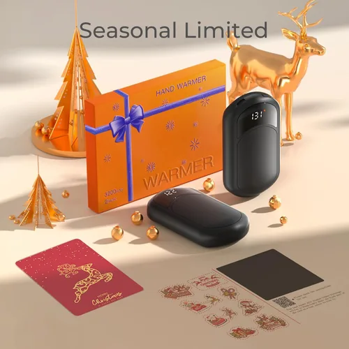 Vista 2 de Electric Hand Warmers Rechargeable, 104–131°F with Temp & Battery Display, 3 Heat Levels, Fast Heating, Smart Temp Control, Pocket-Size, Fits in