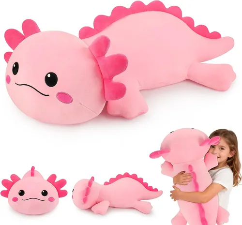Peluche de ajolote rosa gigante de 30 pulgadas, almohada de peluche de ajolote rosa, juguete de peluche grande, lindo animal de peluche de ajolote