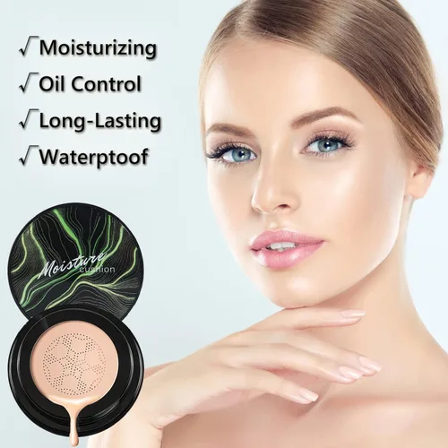 Vista 2 de Cojín de aire de cabeza de hongos CC Cream Maquillaje BB Cream Corrector Ilumina el control de aceite de larga duración e hidratación-Natural