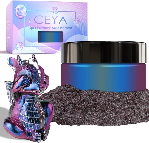 Vista 30 de Ceya Polvo de mica camaleón, 1.8 onzas/1.76 oz de polvo cromado Midnight Dream Chrome, pigmento de cambio de color con efecto nacarado de grado