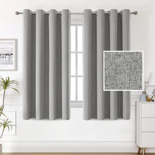 Vista 16 de H.VERSAILTEX Cortinas de lino 100% opacas, cortinas térmicas para sala de estar y dormitorio, cortinas de arpillera texturizada con lino de doble