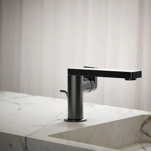 Vista 2 de Kohler 73167-4-BL Composed Grifo de lavabo de baño de una sola manija con manija de palanca, 1.2 gpm, negro mate