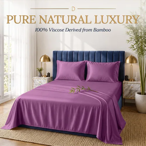 Vista 3 de DECOLURE Sábanas 100% Viscosa Derivada de Bambú Tamaño Individual - Sábanas de Lujo de 3 Piezas Naturalmente Refrescantes, Juego de Cama Ultra Suave