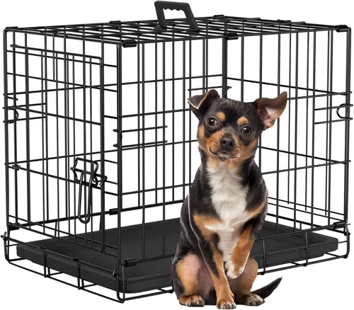 Vista 26 de FDW Jaula para perros con doble puerta, jaula plegable de alambre de metal de 36 pulgadas con bandeja extraíble y panel divisor, jaula para mascotas