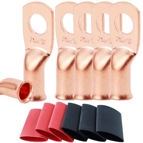 Vista 56 de TKDMR - Kit de 264 piezas de extremos de cable de batería, 132 piezas de terminales de anillo de lengüetas de cable de cobre resistentes AWG 8 6 4 2