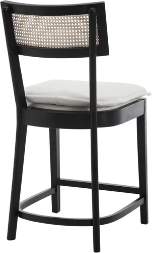 Vista 16 de Boucle Taburetes de bar de altura de mostrador, taburetes de ratán modernos de 26 pulgadas con respaldo de bastón, sillas de bar de mediados