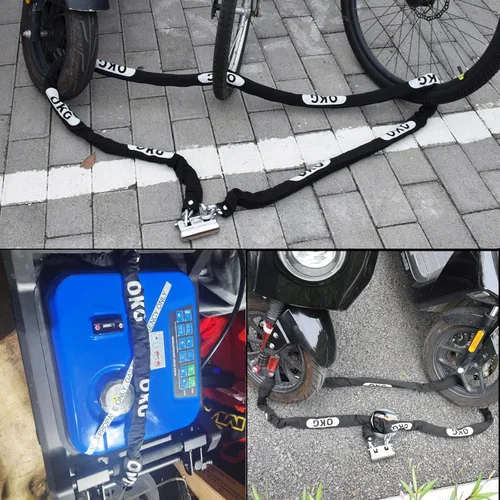 Vista 6 de OKG Cadena de seguridad resistente – Cadena de seguridad cuadrada de 10 pies x 5/16 pulgadas de grosor – Cadena de acero endurecido antirrobo