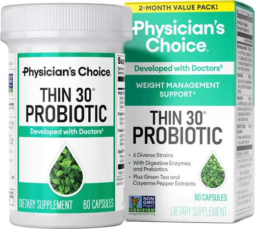 Vista 7 de Physician's CHOICE Probióticos para controlar el peso y la hinchazón - 6 cepas probióticas - Prebióticos - ingrediente clave Cayena - Apoya la salud