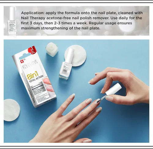 Vista 7 de Total Action - Acondicionador intensivo de terapia de uñas 8 en 1 con brillo plateado (0.4 fl oz)