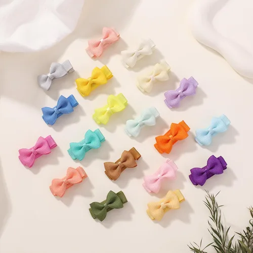 Vista 8 de YHXX YLEN Lazos para el pelo de bebé para niñas, mini lazos para el pelo totalmente forrados, cinta de grogrén de 1.2 pulgadas, pinzas pequeñas