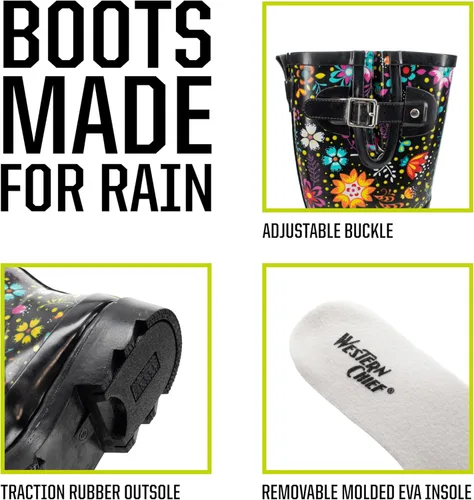 Vista 4 de Western Chief Botas de lluvia altas e impermeables para mujer, para exterior y jardín
