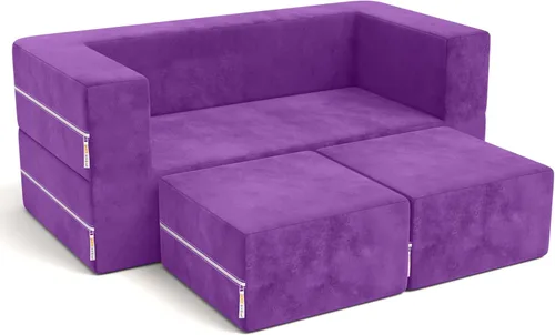 Vista 18 de Jaxx Zipline - Sofá biplaza modular para niños, otomana y tumbona plegable, color carbón