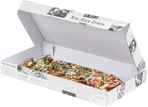 Vista 21 de Restaurantware Eco Pie - Cajas de pan plano para llevar de 15 x 7 x 1.5 pulgadas, 50 cajas de pizza corrugada resistentes – Sistema de bloqueo