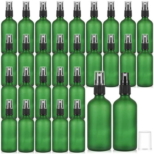 Vista 8 de Roshtia - 30 unidades de botellas de spray de vidrio negro de 1 oz/30 ml, rellenables, para perfume, atomizador, botellas vacías decorativas