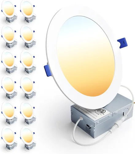 Vista 14 de Ensenior Paquete de 12 Luces LED Empotradas de Techo de 6 Pulgadas, Regulables, 2700K-5000K 5CCT, 1200LM 12W 120V, Downlight Tipo Oblea Sin Caja