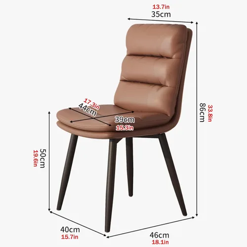 Vista 2 de Upholstered Dining Chairs Set of 4, Leather Kitchen Chair with Metal Legs, Dining Room Kitchen Chair with Back for Brown