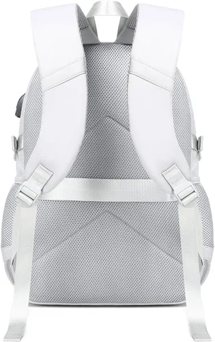 Vista 3 de Linda mochila para computadora portátil para niña, bolsa universitaria de moda, mochila para mujer, bolso gris