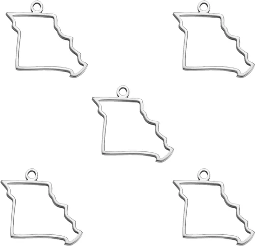 Vista 47 de kkjoy 5 piezas de dijes de mapas de continentes huecos de EE. UU. con colgante para hacer joyas y manualidades, accesorios de mini dijes de acero
