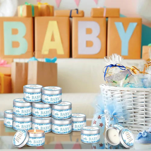 Vista 7 de Funtery 12 velas de fiesta de baby shower para invitados, velas perfumadas de lavanda, velas rústicas para revelación de género (brotes)