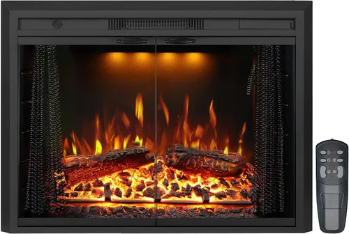 Vista 10 de Insertos de chimenea eléctrica de 23.6", brillo ajustable, termostato y temporizador, protección contra sobrecalentamiento, 750/1500W