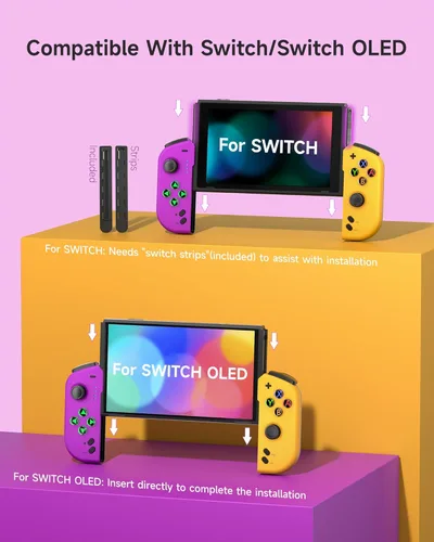 Vista 7 de EasySMX SwitchSwitch OLED Pro Controller for Handheld Mode, One-Piece Joypad Controller Replacement for Joy Con with 6-Axis Gyro, Turbo, Wake Up and