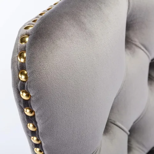 Vista 4 de Polibi Silla de oficina giratoria, silla tapizada de terciopelo sin brazos con base de metal dorado, silla de escritorio ajustable, botón