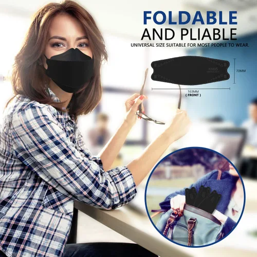 Vista 6 de LEVENIS Mascarillas KN95, paquete de 100 unidades, transpirables, cómodas y desechables, mascarillas KN95, color negro