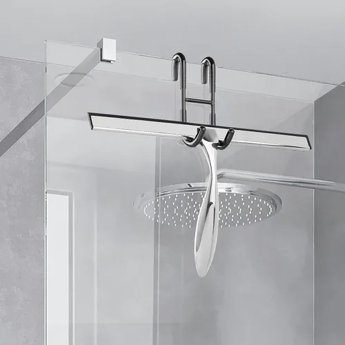 Vista 5 de Simtive Ganchos para Puerta de Ducha (Paquete de 2), Ganchos para Toallas para Baño de Vidrio Sin Marco para Squeegee, Negro