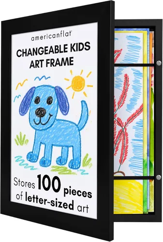 Americanflat Marco de arte infantil de 10 x 12.5 pulgadas, portarretratos de carga frontal con capacidad para 100 obras de arte, uso como marco de