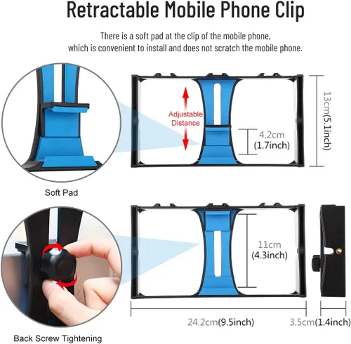 Vista 3 de Jaula de video para teléfono inteligente, jaula para cámara de teléfono con múltiples soportes de expansión, soporte de trípode estabilizador