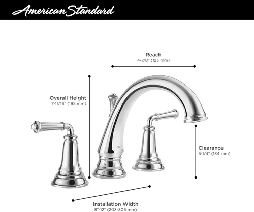 Vista 3 de American Standard 7052807.295, Delancey - Grifo de baño de 2 manijas de 8 pulgadas, 1.2 GPM, níquel cepillado