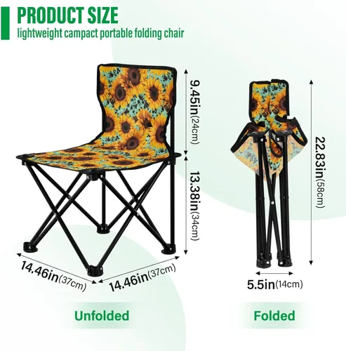 Vista 3 de Outdoor Folding Sunflower Green Leopard Camping Chairs for Adults Portable Camping Chair Lightweight Lawn Chair 202a3757