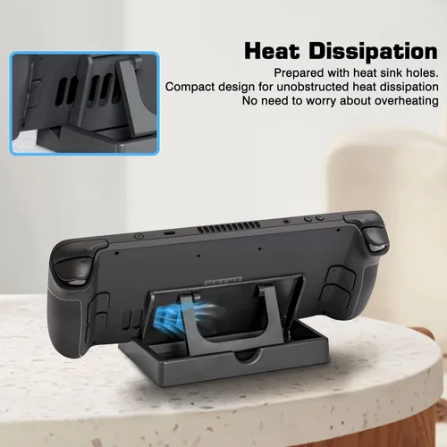 Vista 4 de DLseego Soporte ajustable para cubierta de vapor interruptor plegable soporte de consola base antideslizante portátil compacto soporte de juego