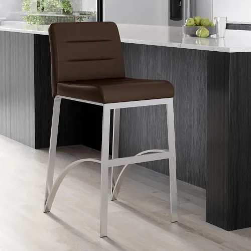Vista 9 de Zuri Furniture Lynx Taburete de bar contemporáneo con base de metal, color gris