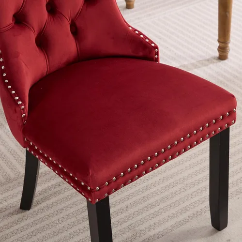 Vista 138 de Juego de 2 sillas de comedor modernas para sala de estar, cocina, patas de madera maciza, cojín acolchado de tela de lino, asiento y respaldo