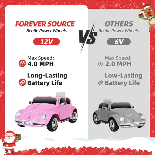 Vista 7 de Forever Source - Auto eléctrico de 12 V para niños con ruedas motorizadas y control remoto, juguetes de auto de paseo con luz LED, 3 velocidades