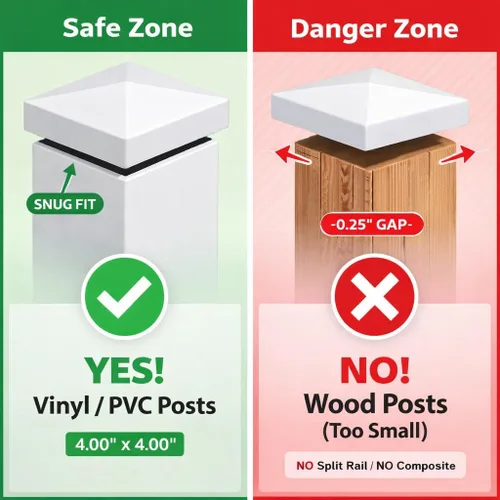 Vista 3 de RECTOO Tapas de vinilo para postes de 4 x 4 pulgadas, color blanco (tamaño interno real de 4.00 pulgadas, no para postes de madera), cubiertas