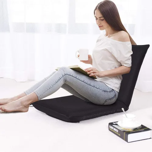 Vista 4 de Giantex Silla de suelo con soporte para el respaldo, 6 posiciones ajustables, cama plegable, sillas de videojuegos para meditación, lectura, ver