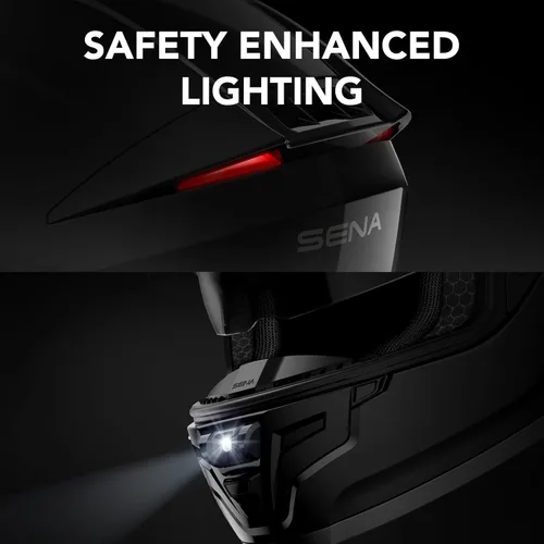 Vista 3 de Casco inteligente integral para motocicleta Sena Phantom y ANC con comunicaciones integradas, iluminación LED y sonido de segunda
