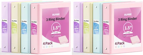 Vista 25 de SUNEE - Archivadores de 1/2 pulgada con 3 argollas, paquete de 4, argollas de media pulgada delgadas con vista transparente, sin PVC
