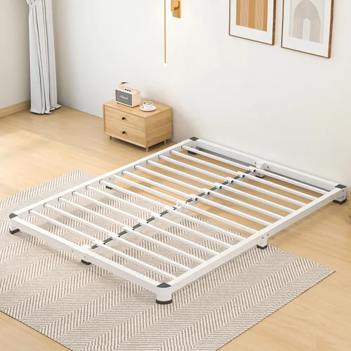 Vista 13 de Marco de cama individual de 14 pulgadas, marco de cama de plataforma de metal con patas de esquina redondas, soporte de listones de acero resistente