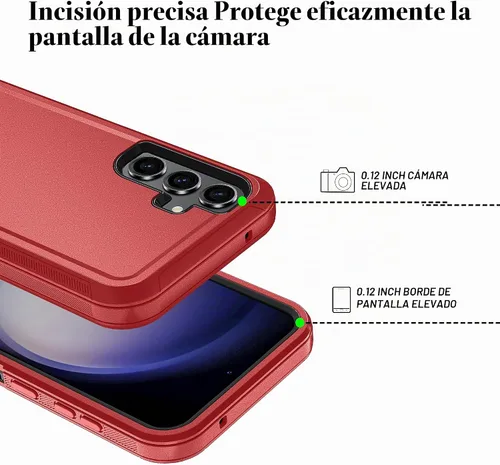 Vista 4 de ONOLA - Funda para Samsung Galaxy S24+ / S24 Plus, cubierta de 3 capas Rojo-negro
