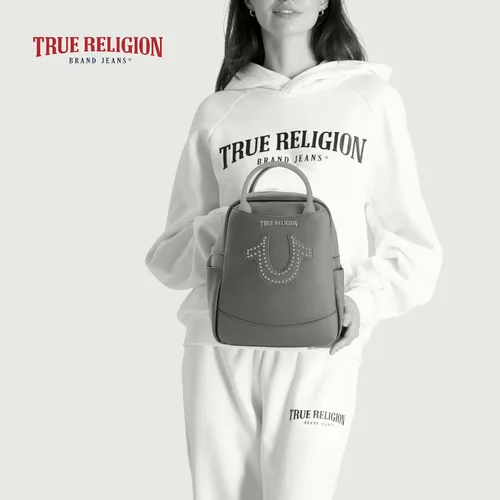 Vista 7 de True Religion Mini Backpack, Studded Horseshoe Logo Small Travel Bag Purse for Women, Adjustable Shoulder Straps