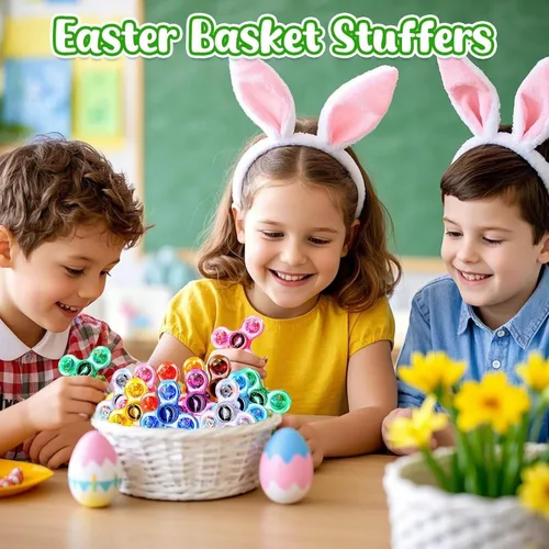 Vista 7 de Gigilli Fidget Spinners - Paquete de 12 juguetes giratorios para niños, rellenos de huevos de Pascua, regalos iluminados a granel, premios de aula