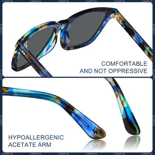Vista 71 de Carfia Chic - Lentes de sol polarizados para mujer, protección UV400, marco de acetato pulido a mano